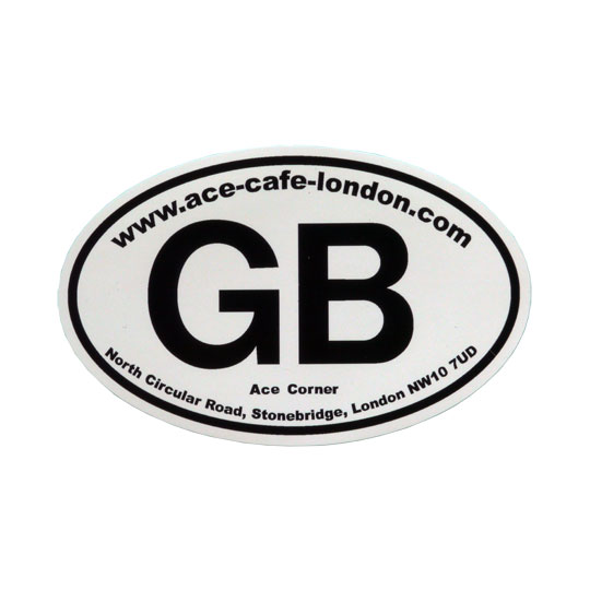 Ace Cafe ロンドン、GBステッカー、サイズ: 13 x 8.5cm